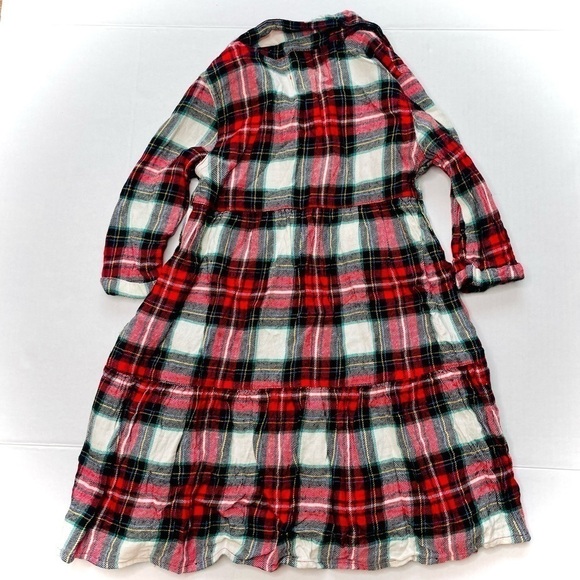 OLD Navy Plaid Button Down Flannel Tiered Dress in Red, Green & White - Picture 9 of 9